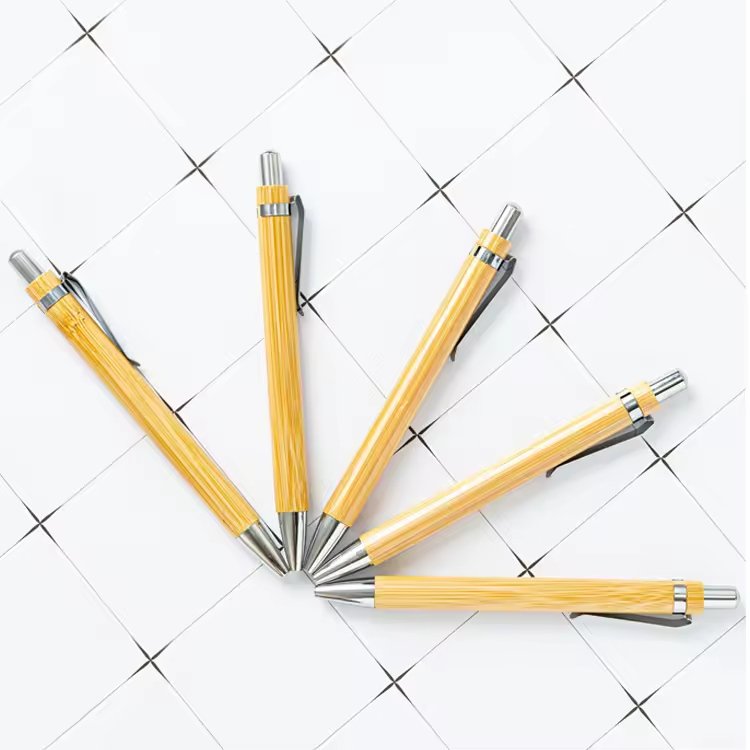 Wholesale Eco Friendly Bamboo Ballpoint Pen with Custom Logo High Quality Recycled Promotional Bamboo Ball Pens