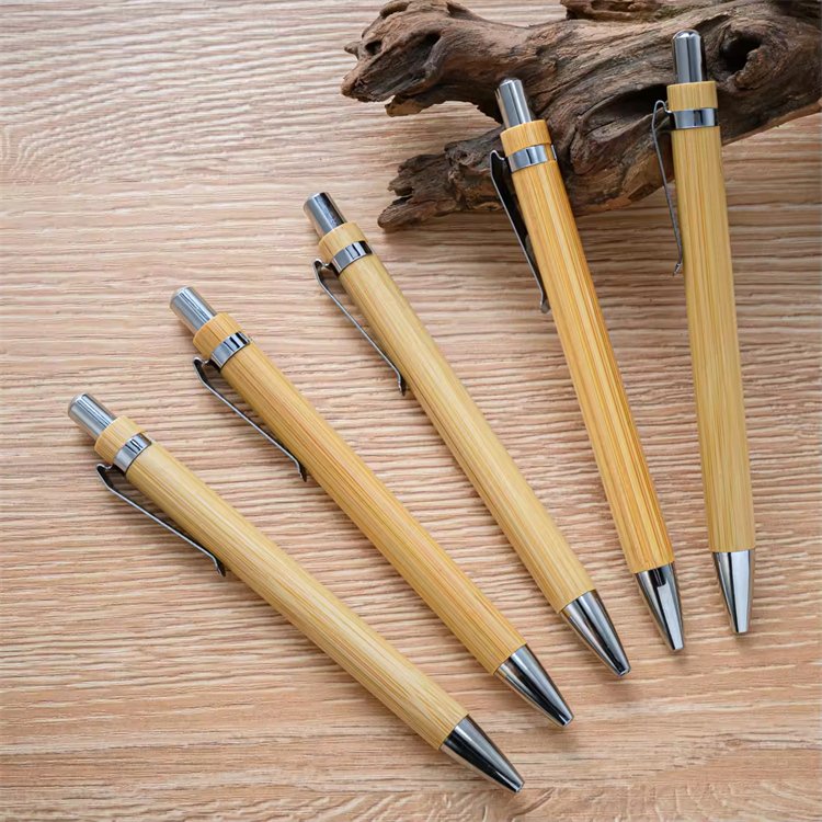 Wholesale Eco Friendly Bamboo Ballpoint Pen with Custom Logo High Quality Recycled Promotional Bamboo Ball Pens