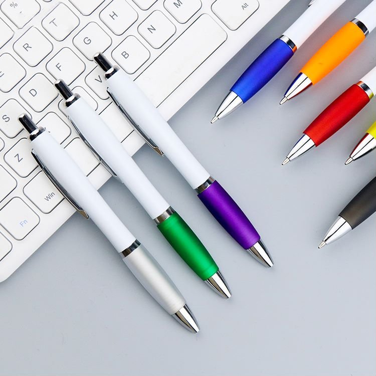 Bulk Order of Premium Silver Ballpoint Pens in White Coating Featuring Custom Logos for Marketing Campaigns