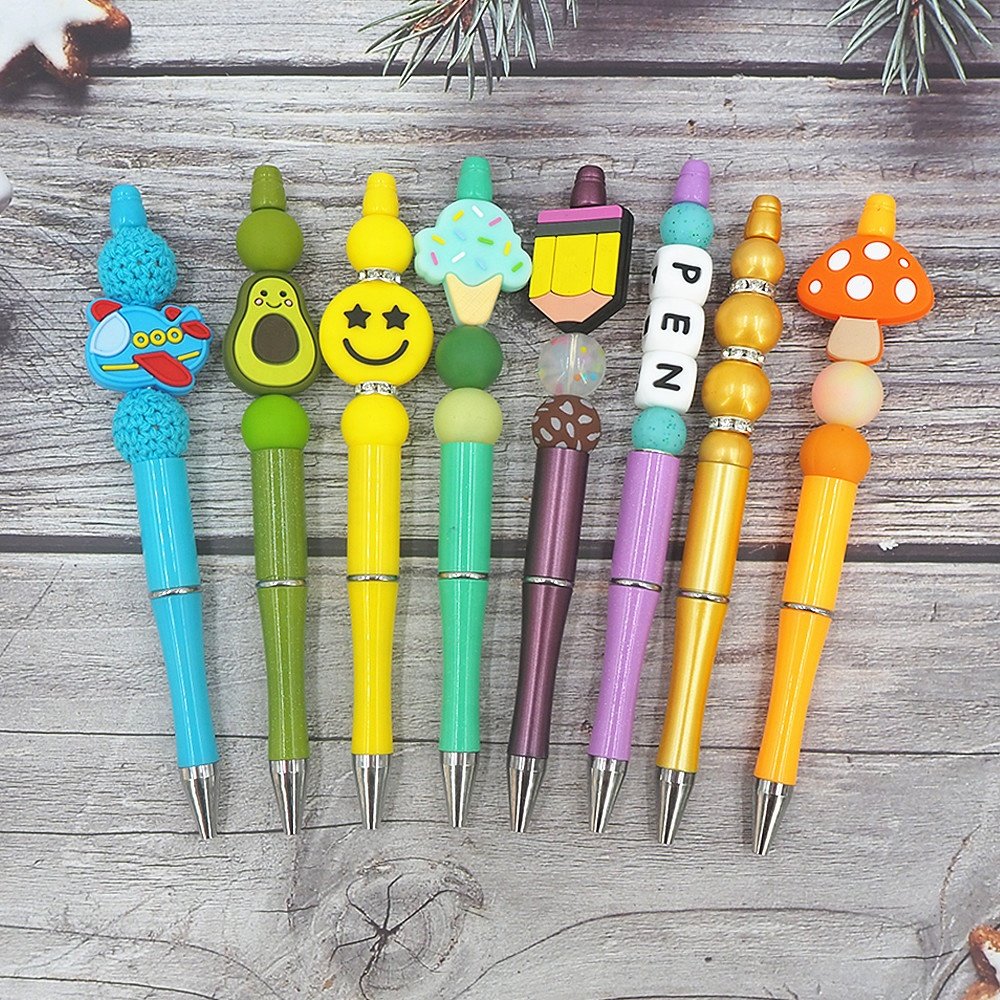 Wholesale DIY Bead Plastic Ballpoint Pen School Office Writing Supplies Stationery Wedding Gift Beaded Pens