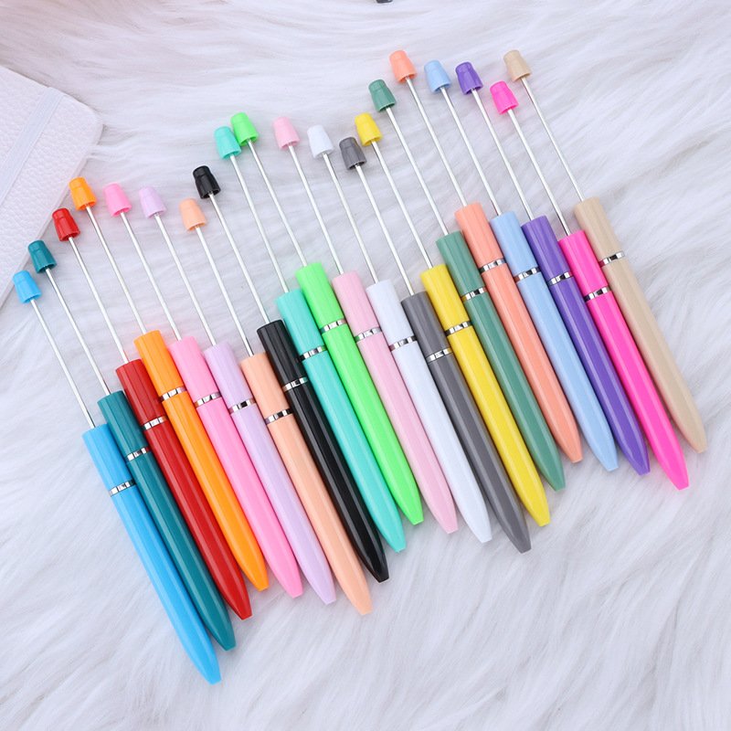 Top Creative DIY Bead Pens Small Fresh Custom Logo Beads Plastic Ballpoint Pen Multi-Color for Students Gifts