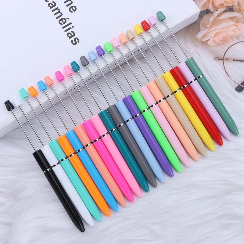 Top Creative DIY Bead Pens Small Fresh Custom Logo Beads Plastic Ballpoint Pen Multi-Color for Students Gifts