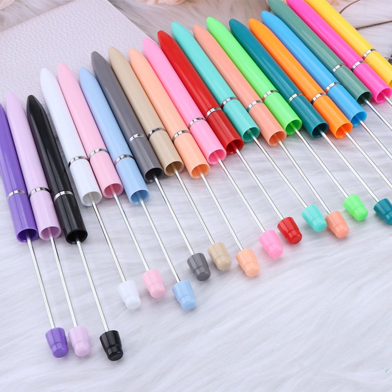 Top Creative DIY Bead Pens Small Fresh Custom Logo Beads Plastic Ballpoint Pen Multi-Color for Students Gifts