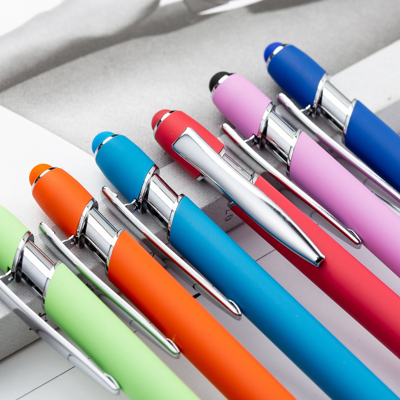 Promotional universal capacitive smart touch pens soft Ballpoint Metal Aluminium 2 In 1 Touch Screen Stylus Pen Customized Logo