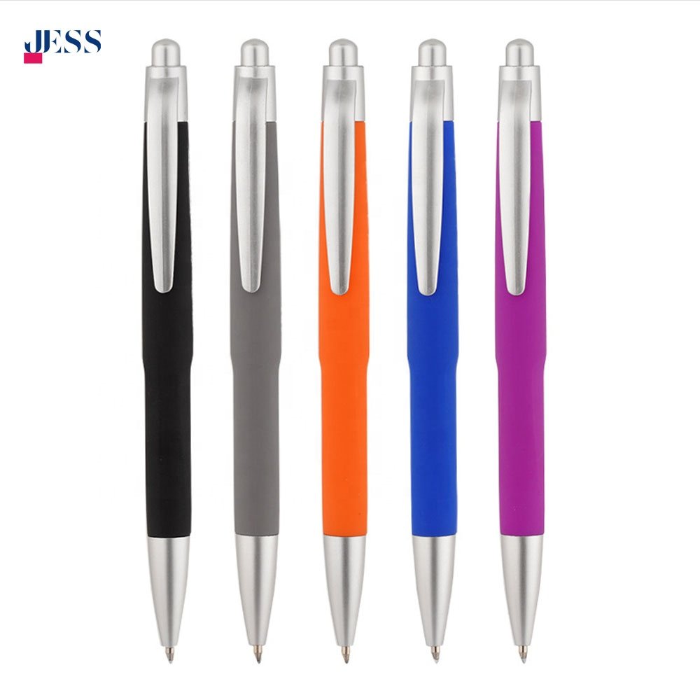 Soft Touch Matte Rubber Coated Cheap Click Plastic Ball Pen with Logo for Hotel