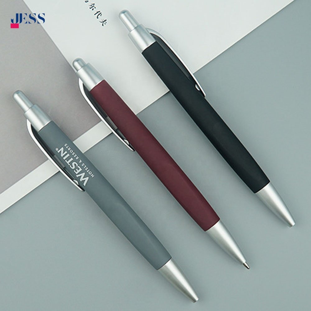 Soft Touch Matte Rubber Coated Cheap Click Plastic Ball Pen with Logo for Hotel