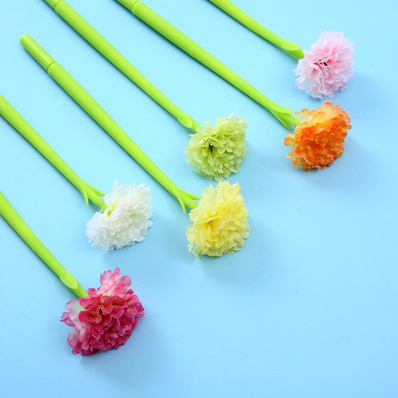 Stationery plant flower soft silicone 0.5mm gel pen carnation ballpoint pen for classmate gift school supplies