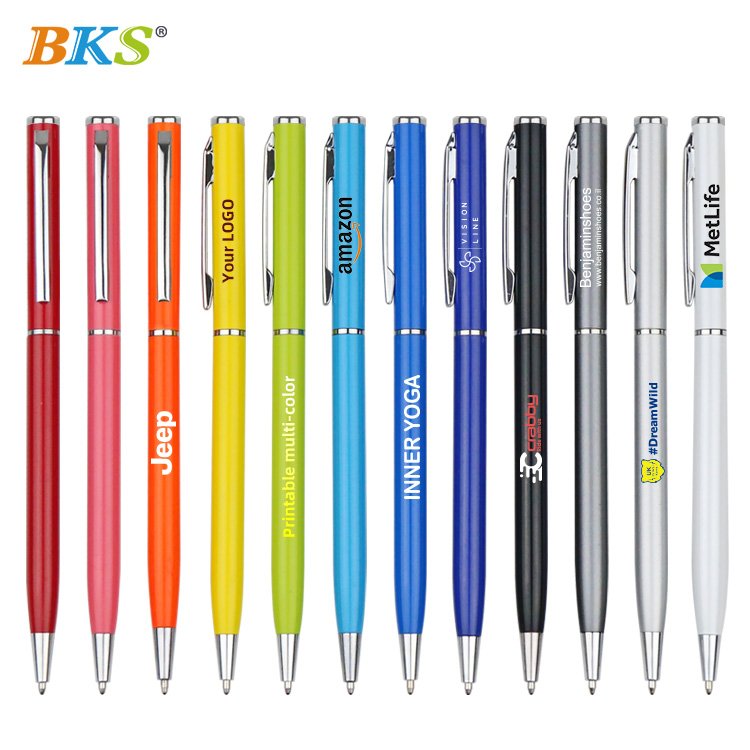BKS Wholesale Best Hot Sale Retractable Smooth multi Color Metal Ballpoint promotion pen with logo