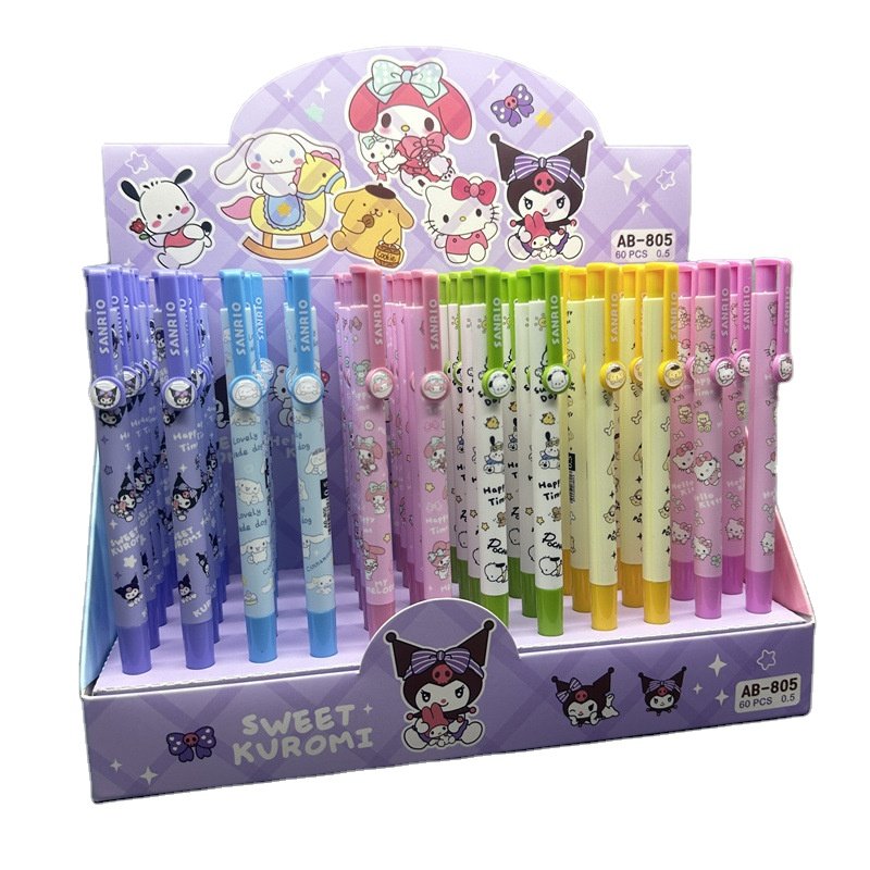 Student Stationery Kuromi pressing pen, 0.5mm Melody Ballpoint pen, 60pcs/box KT press ballpoint pen