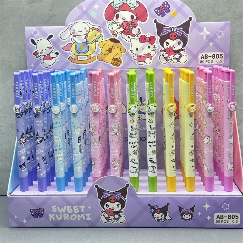 Student Stationery Kuromi pressing pen, 0.5mm Melody Ballpoint pen, 60pcs/box KT press ballpoint pen