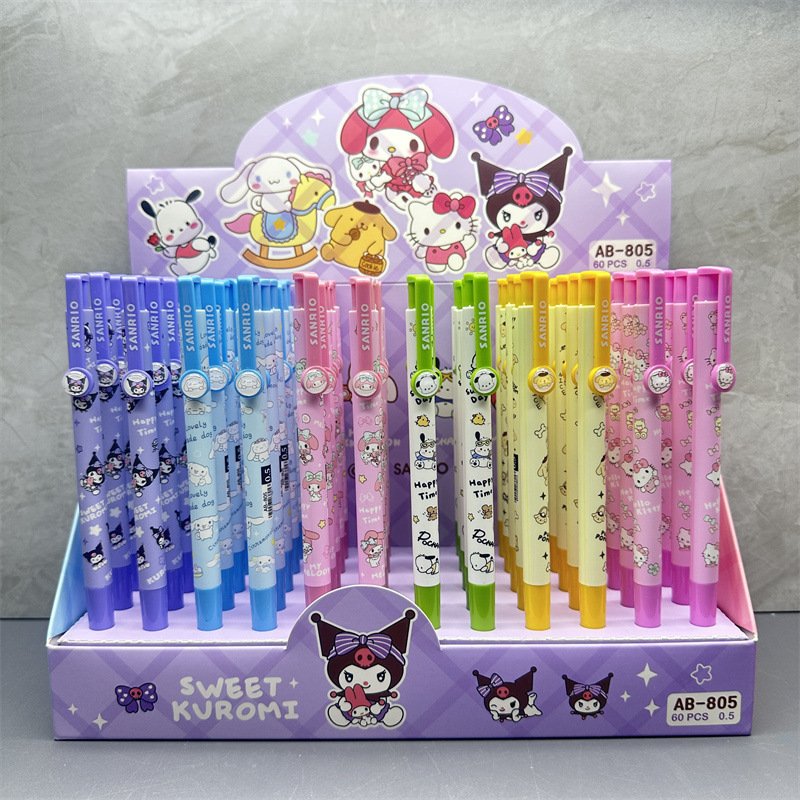 Student Stationery Kuromi pressing pen, 0.5mm Melody Ballpoint pen, 60pcs/box KT press ballpoint pen