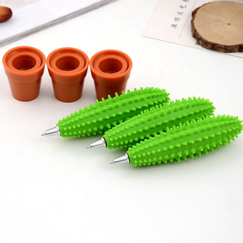 Wholesale school novelty 3D shape funny plastic creative cute cactus shape pens