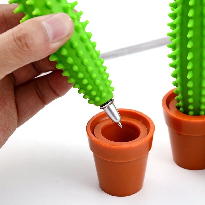 Wholesale school novelty 3D shape funny plastic creative cute cactus shape pens