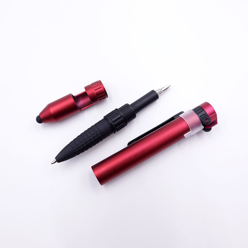 custom logo multi-function 6 in 1 pen screwdriver phone holder stylus compass LED light multi tool ballpoint Pen wholesale