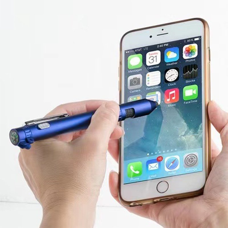 custom logo multi-function 6 in 1 pen screwdriver phone holder stylus compass LED light multi tool ballpoint Pen wholesale