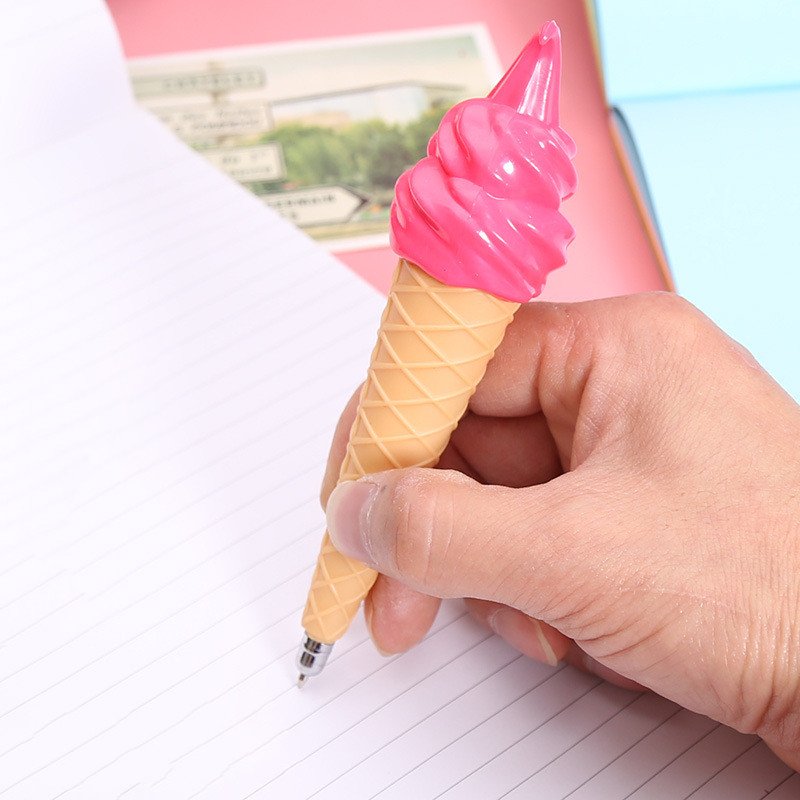 Manufacturer Wholesale Cute Creative Ice Cream Shape Ballpoint Pen Children Gift Black Ink Plastic Ball Pen