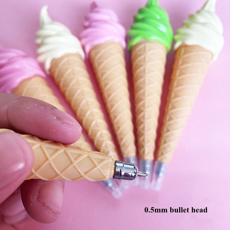 Manufacturer Wholesale Cute Creative Ice Cream Shape Ballpoint Pen Children Gift Black Ink Plastic Ball Pen
