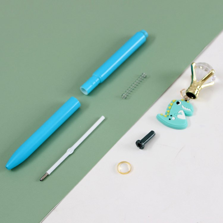 New design ECO material pen Dinosaur pendant with large diamond crystal ballpoint pen for stationery stores school teen pens