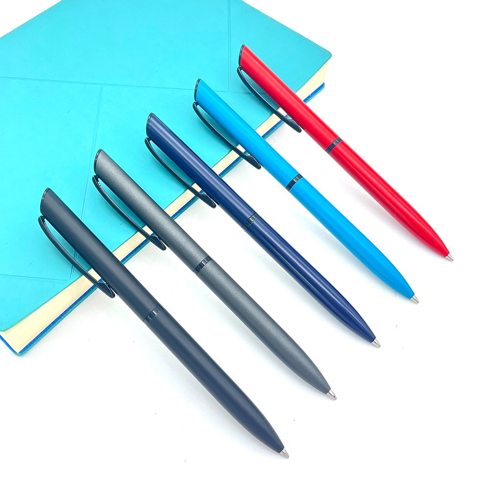 Reginfield New Product corporate gift oblique top slim hotel twist metal ball pen with custom logo