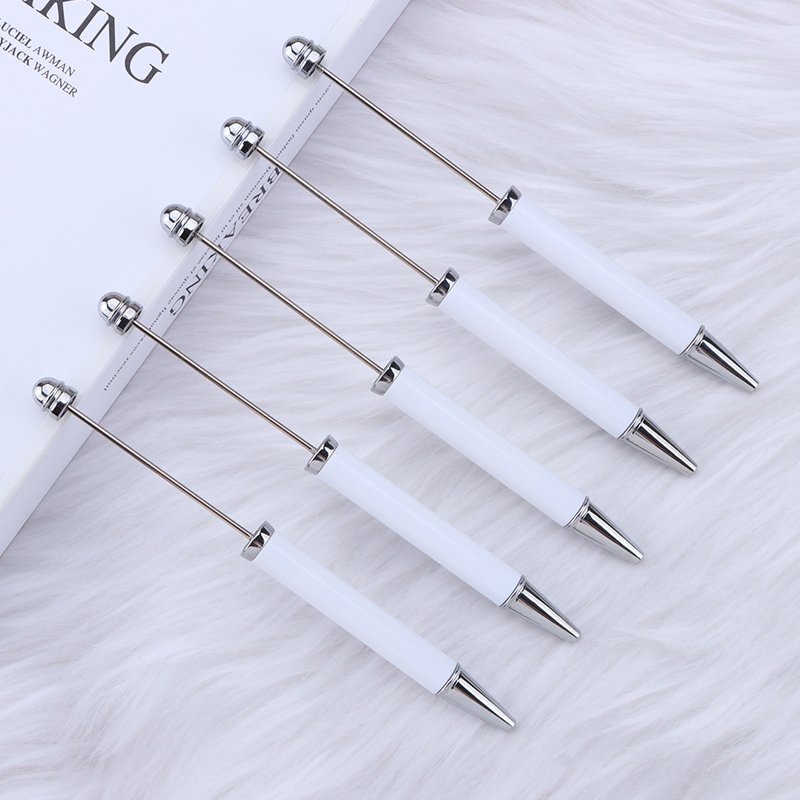2024 new diy sticker beaded pen plastic blank beaded ballpoint pens cartoon character pattern printing bead pens wholesale