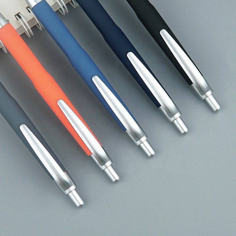 wholesale cheap Soft Rubber Coated Finishing plastic pens with custom logo