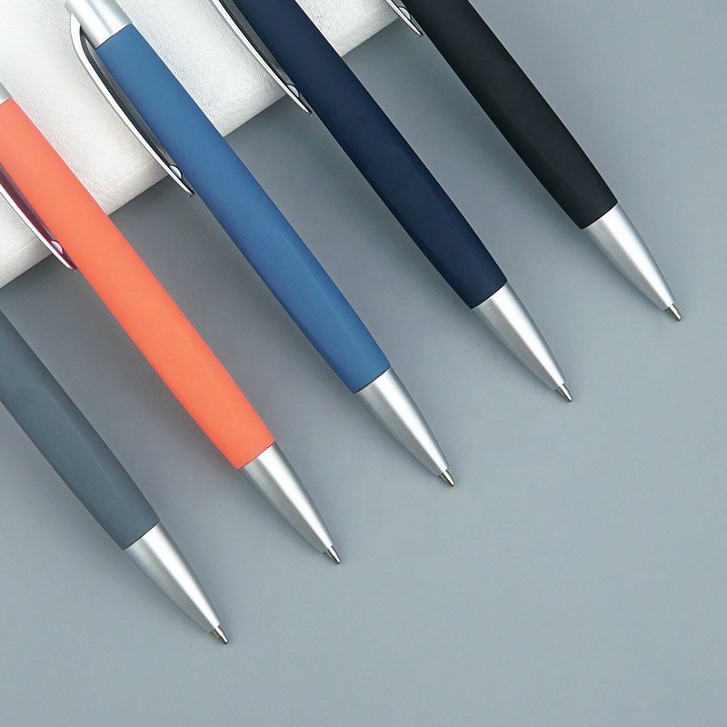 wholesale cheap Soft Rubber Coated Finishing plastic pens with custom logo