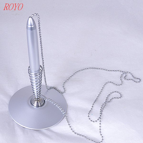 High quality stylist desk ballpen base ballpointpen with chain metal office desk table ballpoint pen with custom logo
