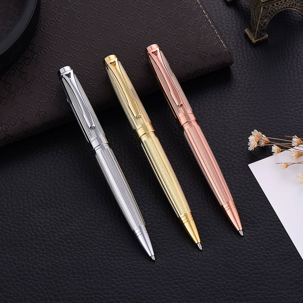 New fashion creative custom company LOGO rose gold metal ballpoint pen
