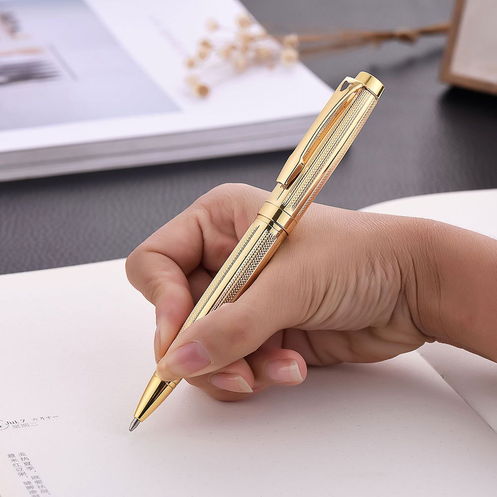 New fashion creative custom company LOGO rose gold metal ballpoint pen