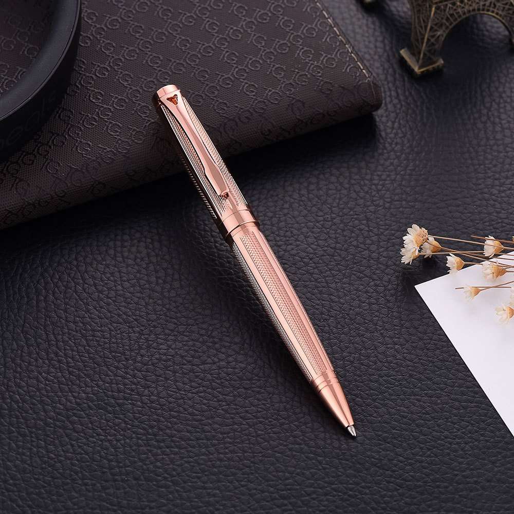 New fashion creative custom company LOGO rose gold metal ballpoint pen