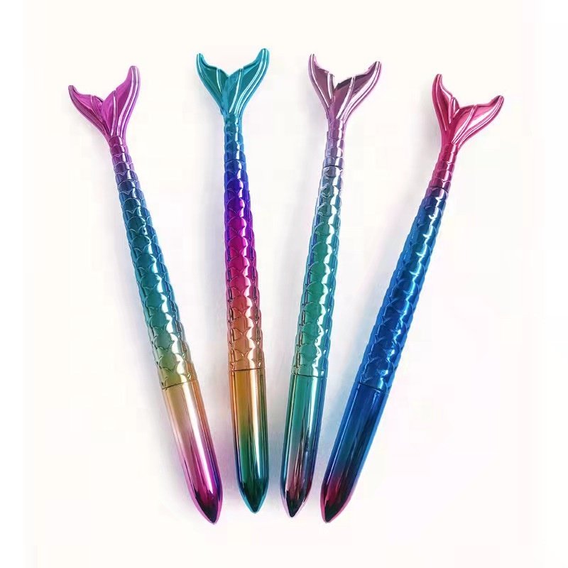Plastic gradient color mermaid modeling ballpoint pen with bullet head for children's gift and school supplies