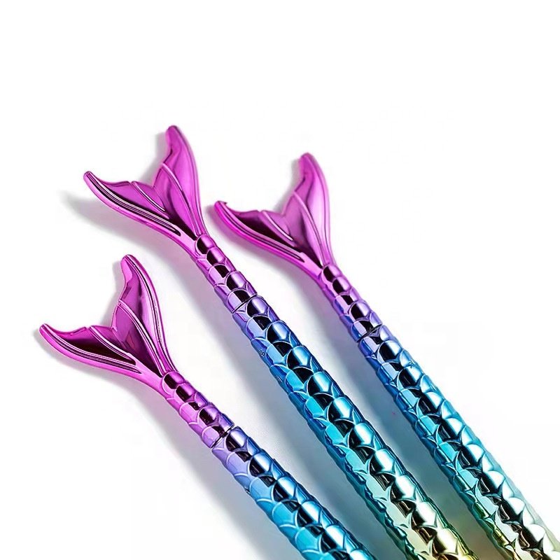 Plastic gradient color mermaid modeling ballpoint pen with bullet head for children's gift and school supplies