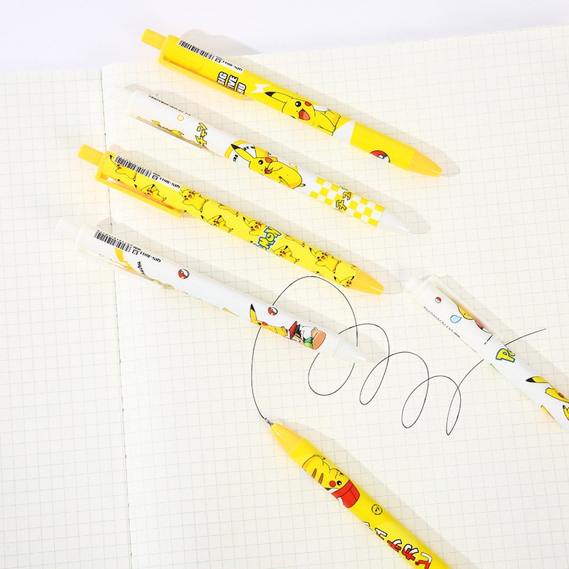 School poke ballpoint pen, 0.5mm pika pressing pen, 6pcs/box pocket monster gel pen