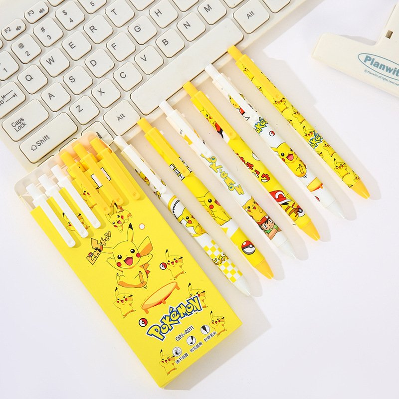 School poke ballpoint pen, 0.5mm pika pressing pen, 6pcs/box pocket monster gel pen