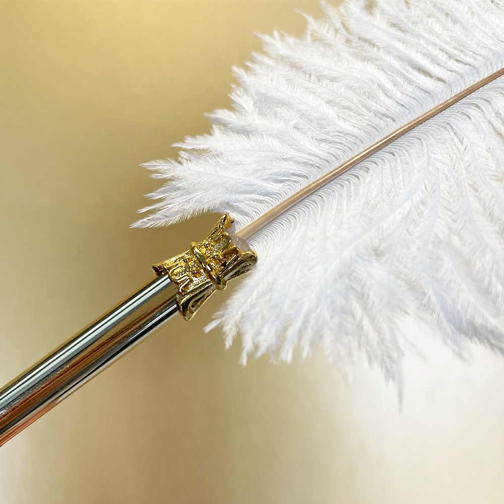 Retro wedding gift feather ballpoint pens calligraphy white wedding white feather topper pen