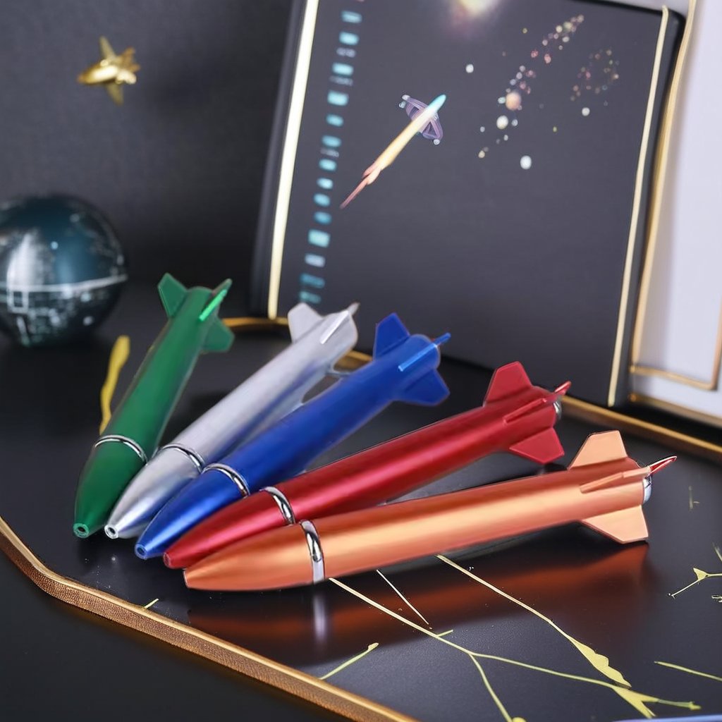 MEGA Hot Selling Funny Rocket Missile Model Ballpoint Pen ABS Plastic Novelty Advertising Gift Promotional Pens