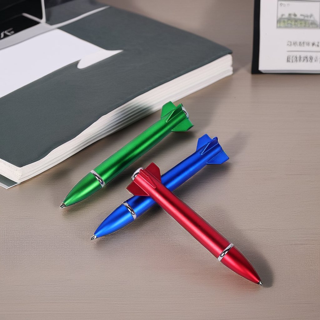 MEGA Hot Selling Funny Rocket Missile Model Ballpoint Pen ABS Plastic Novelty Advertising Gift Promotional Pens