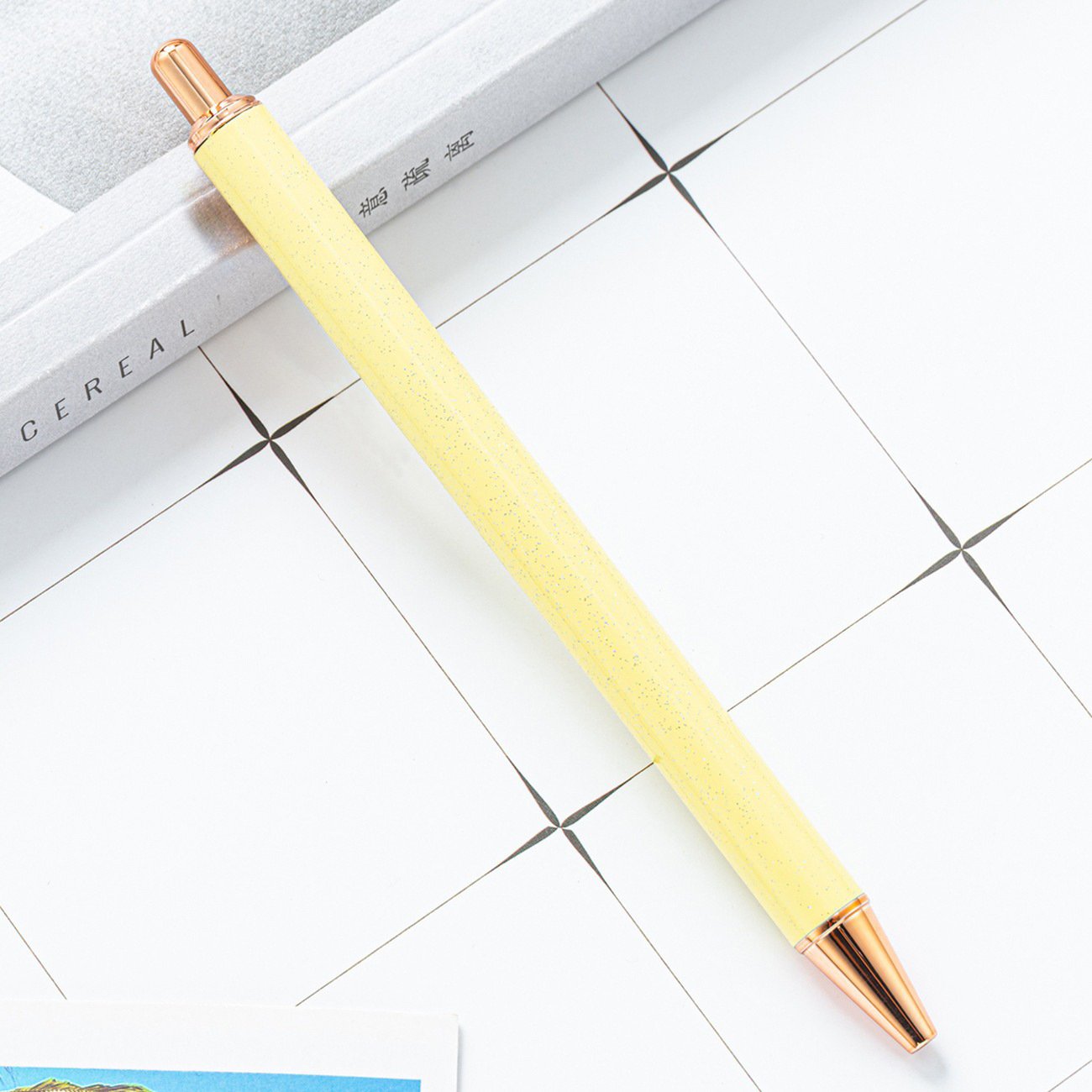 New style with print customize logo creative advertising gift ballpoint pen glitter metal push ballpoint pen
