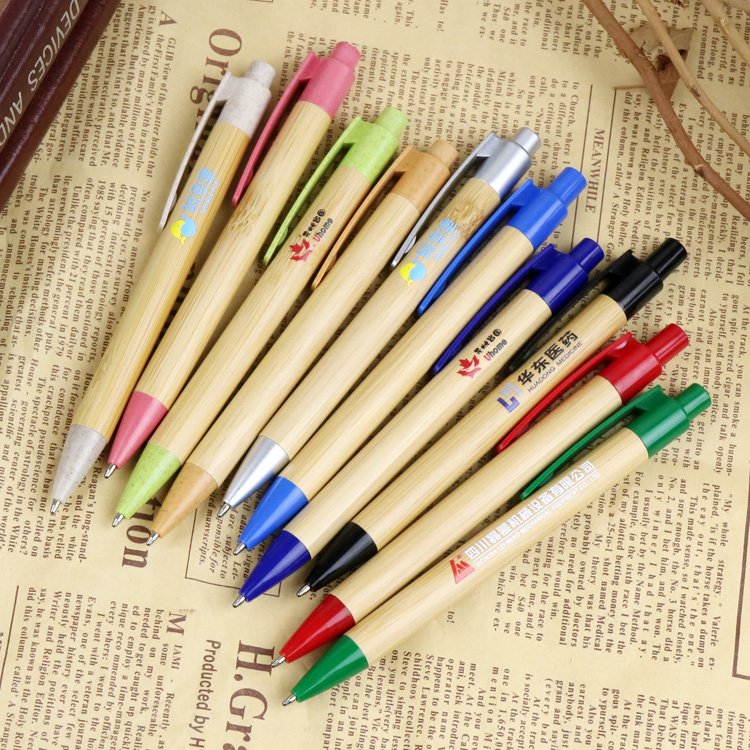Personalized Customized Plastic Bamboo Ballpoint Pen Advertising Cheap Promotional Pen