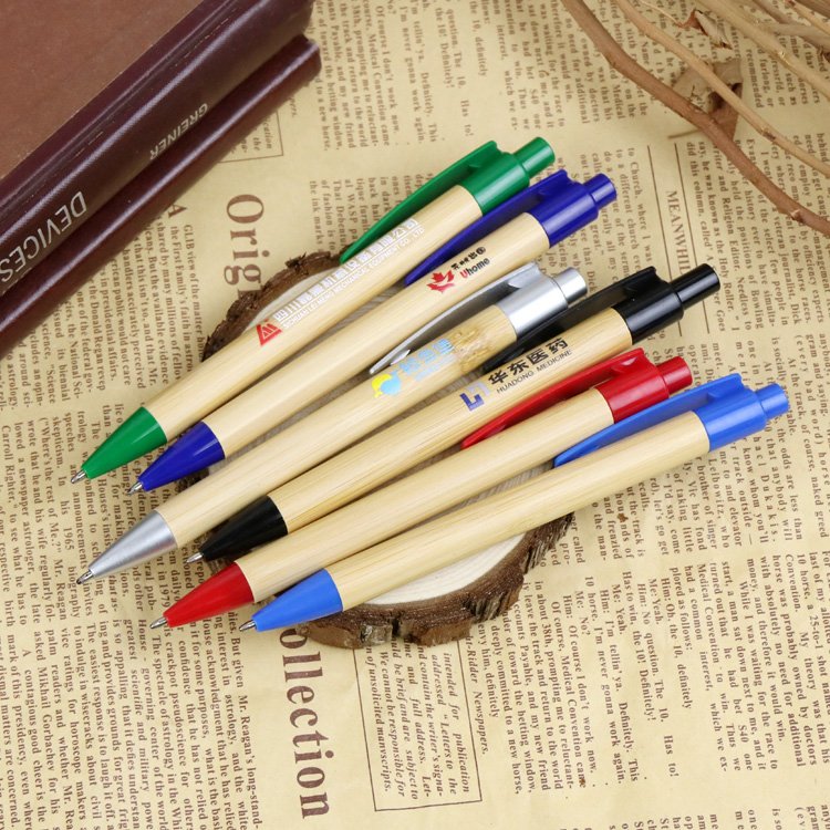 Personalized Customized Plastic Bamboo Ballpoint Pen Advertising Cheap Promotional Pen