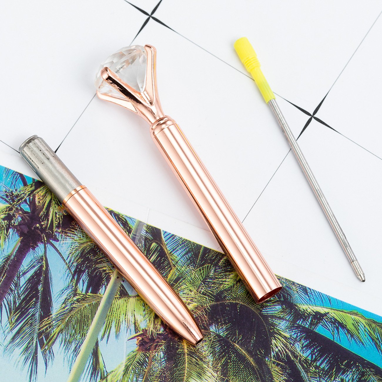 Good quality promotional logo Pink Art Custom Crystal Ballpoint Diamonds Ball Pens Pen With Diamond On The Top