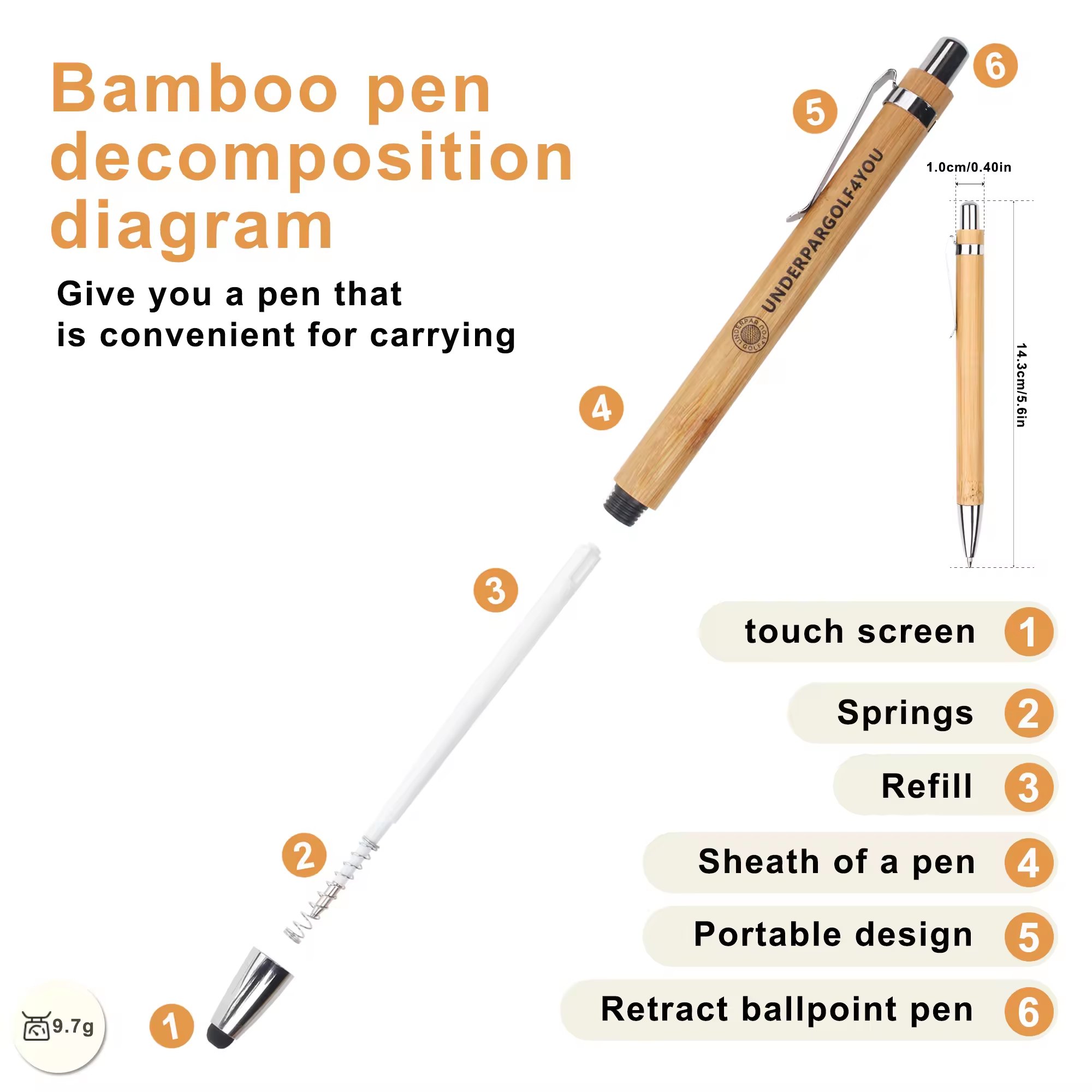 Promotional Recycle Bamboo BallPoint Ball Pen With Customized Logo