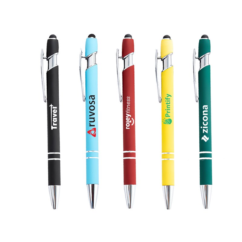 Hot Selling Promotional New Multifunction Ball Stylus Soft Touch Screen Pen 2 In 1 With Custom Logo Metal Ballpoint Pens
