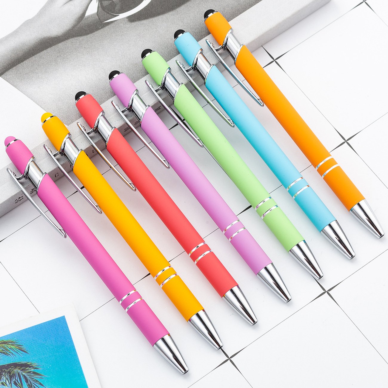 Hot Selling Promotional New Multifunction Ball Stylus Soft Touch Screen Pen 2 In 1 With Custom Logo Metal Ballpoint Pens