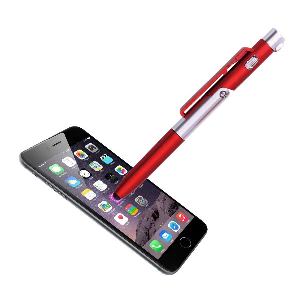 Best Gift Custom Logo 5-in-1 Light Touch Phone Holder Pen Novelty Business Promotional Pen Hot Selling Plastic Pen