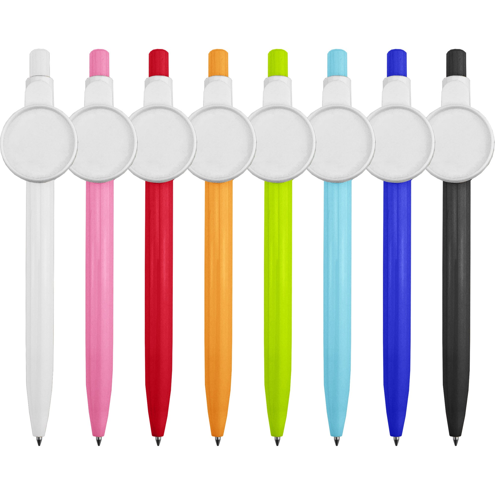 AI-MICH Newest Promotional Plastic Push Action Ballpoint Pen 25Mm Button Badge Ball Pen