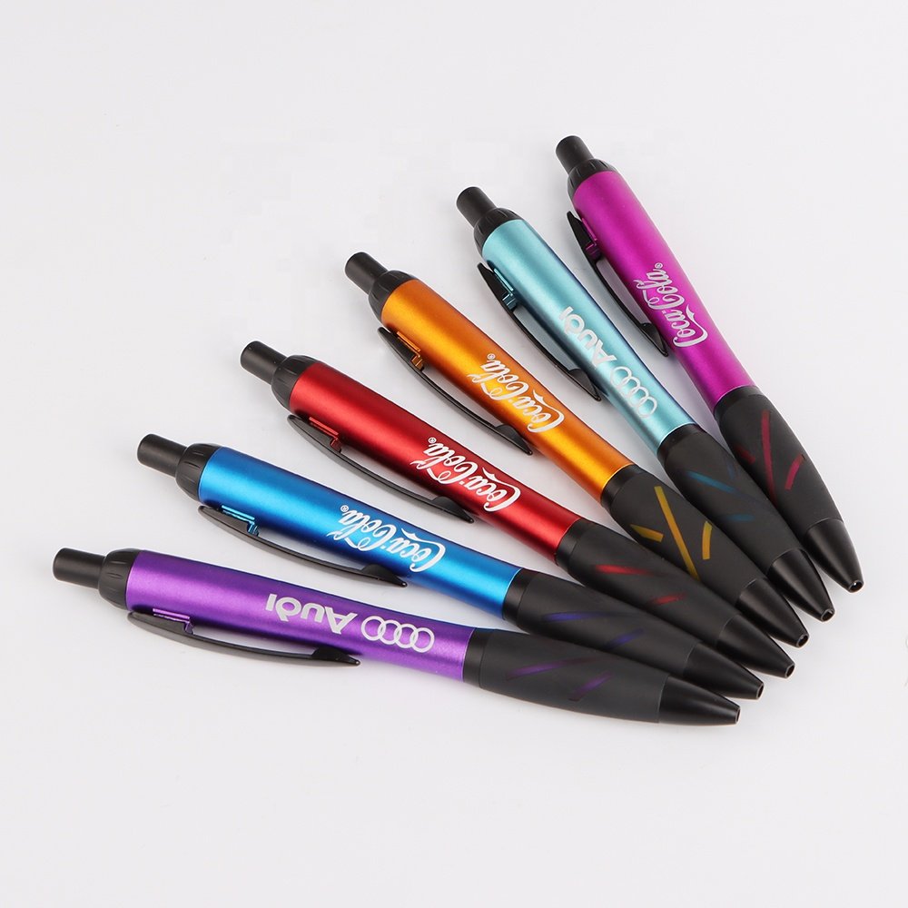 High Quality Personalized OEM Custom Logo LED Light Pen Rubber Grip Multifunction Ballpoint Pen