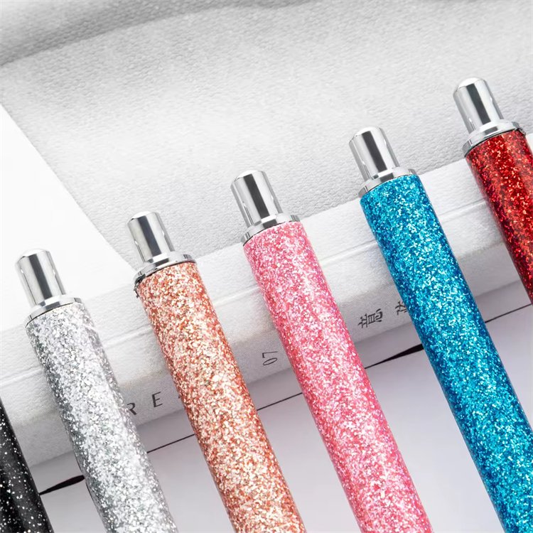 Fancy Pens for Women Pretty Cute Glitter Ballpoint Pens with Metal Barrel Retractable Writing Pens