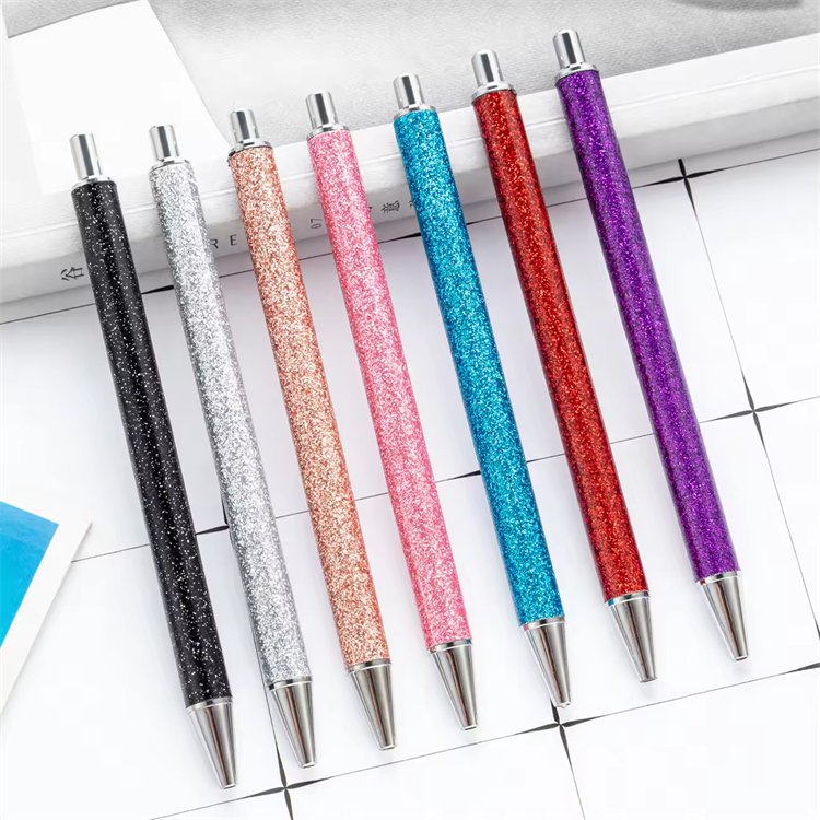 Fancy Pens for Women Pretty Cute Glitter Ballpoint Pens with Metal Barrel Retractable Writing Pens