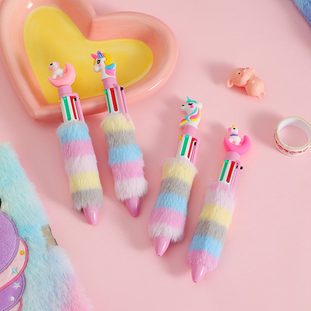 Best Selling Six-color Click Plastic Promotion Cartoon Ballpoint Pen With Company Brand